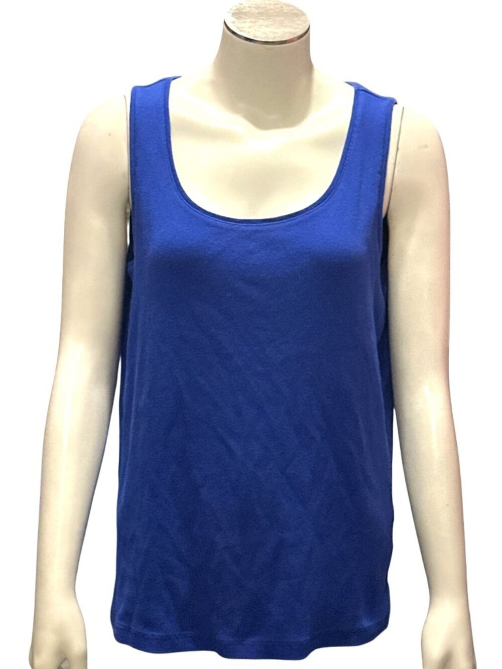 Chicos 2 Blue Tank Top True Colors Tee Sleeveless Rib Knit Casual Shirt Resort